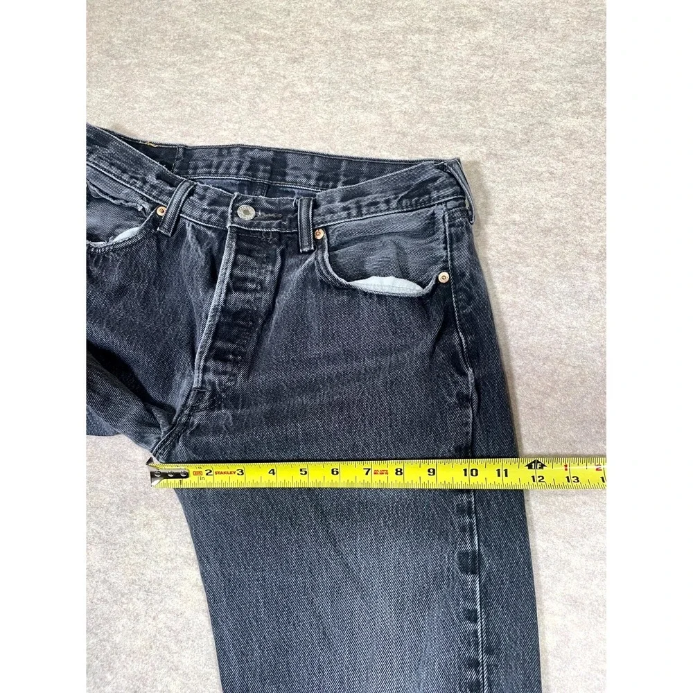 Levi's 501 Original Jeans Mens 33x32 Gray Denim Cotton Dark Wash Straight Leg